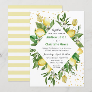 Lemon Citrus Italy Italian Elegant Modern Wedding Invitation