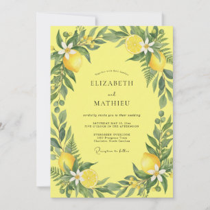Lemon Citrus Leaf Wedding Invitation