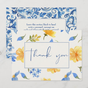 Lemon citrus main squeeze blue bridal shower thank you card