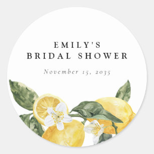 Lemon Citrus Main Squeeze Bridal Shower Classic Round Sticker