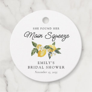Lemon Citrus Main Squeeze Bridal Shower Favour Tags