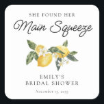 Lemon Citrus Main Squeeze Bridal Shower Square Sticker<br><div class="desc">Lemon Citrus Main Squeeze Bridal Shower Square Sticker</div>