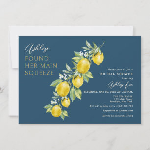 Lemon Citrus Main Squeeze Green Bridal Shower Invitation