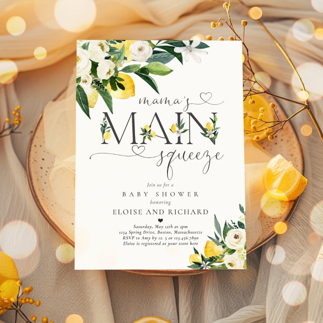 Lemon Citrus Mama's Main Squeeze Baby Shower Invitation (Creator Uploaded)