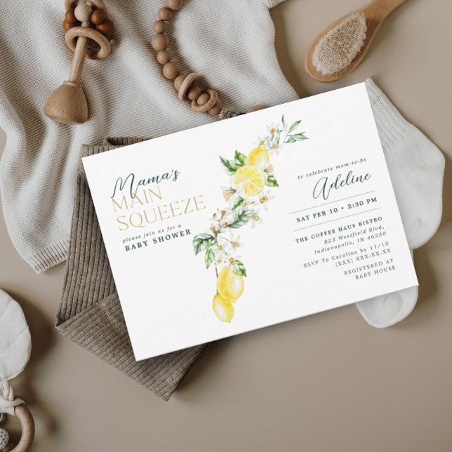 Lemon Citrus Mama's Main Squeeze Baby Shower Invitation (Creator Uploaded)