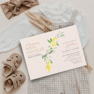 Lemon Citrus Mama's Main Squeeze Blush Baby Shower Invitation
