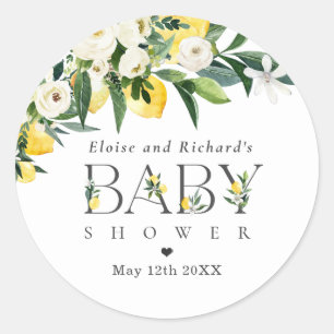 Lemon Citrus Mediterranean Baby Shower Favour Classic Round Sticker