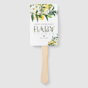 Lemon Citrus Mediterranean Botanical Baby Shower Hand Fan