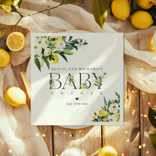 Lemon Citrus Mediterranean Botanical Baby Shower Napkin