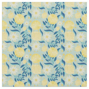 Lemon Citrus Mint Floral Fabric