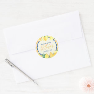 Lemon Citrus Modern Bridal Shower Classic Round Sticker