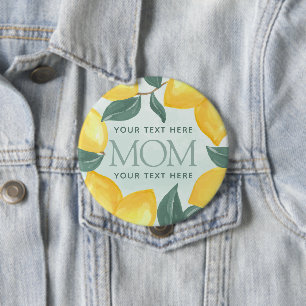 Lemon Citrus MOM Baby Shower Button Pin