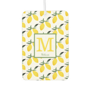 Lemon Citrus Monogram Name Car Air Freshener