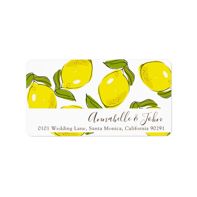 Lemon Citrus Pattern White Return Address Label (Front)