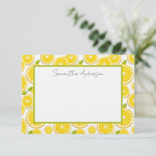 Lemon Citrus Personalised Flat Note Card