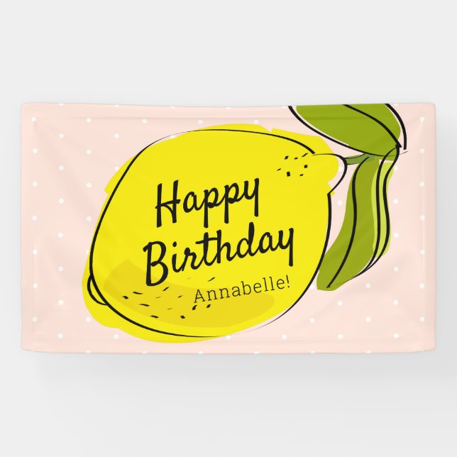 Lemon Citrus Pink Birthday Banner (Horizontal)