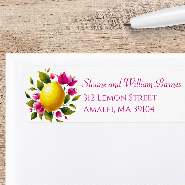 Lemon Citrus Pink Floral Summer Return Address (Creator Uploaded)