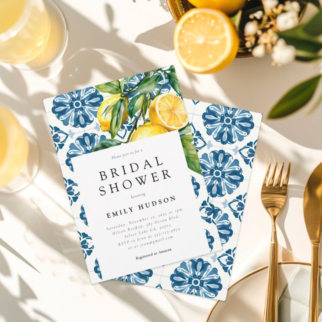 Lemon Citrus Positano Italian Bridal Shower Invitation (Creator Uploaded)