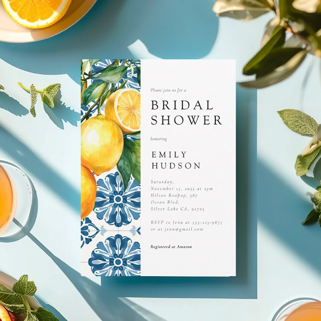 Lemon Citrus Positano Italian Bridal Shower Invitation (Creator Uploaded)