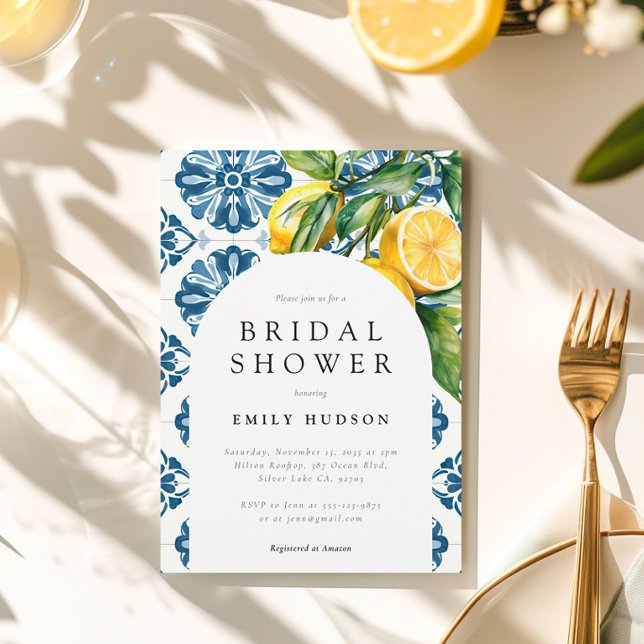 Lemon Citrus Positano Italian Bridal Shower Invitation (Creator Uploaded)