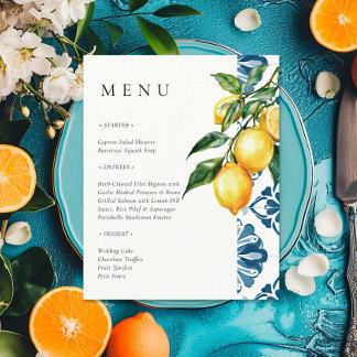 Lemon Citrus Positano Italian Bridal Shower Menu