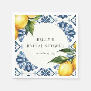 Lemon Citrus Positano Italian Bridal Shower Napkin
