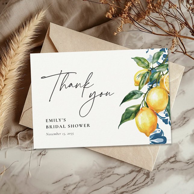 Lemon Citrus Positano Italian Bridal Shower Thank You Card (Creator Uploaded)