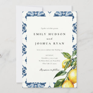 Lemon Citrus Positano Italian Wedding Invitation