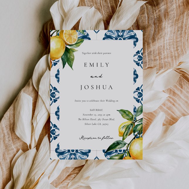 Lemon Citrus Positano Italian Wedding Invitation (Creator Uploaded)