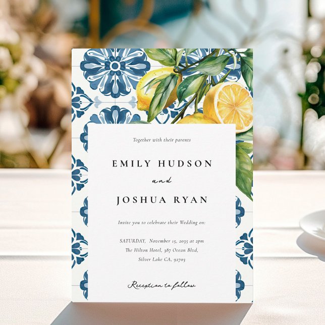 Lemon Citrus Positano Italian Wedding Invitation (Creator Uploaded)