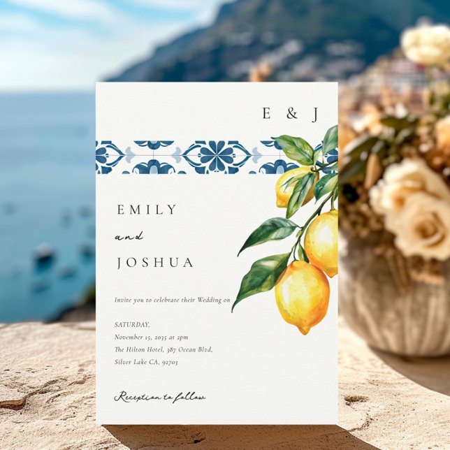Lemon Citrus Positano Italian Wedding Invitation (Creator Uploaded)