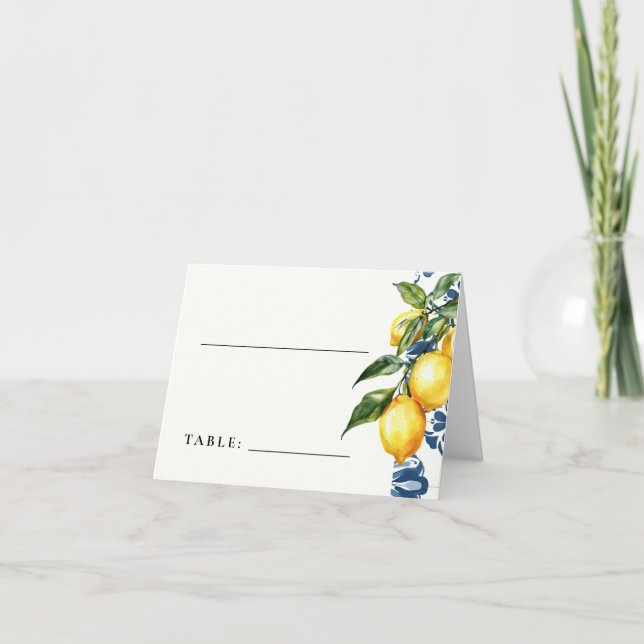 Lemon Citrus Positano Italian Wedding Place Cards (Front)
