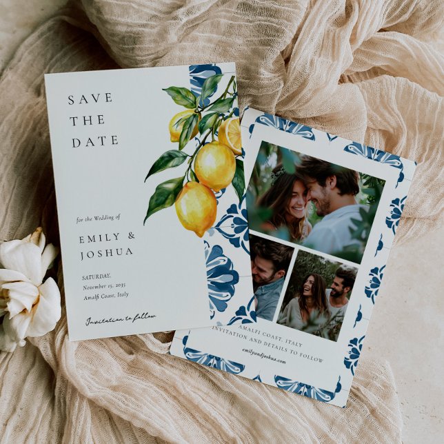 Lemon Citrus Positano Italian Wedding Save The Date (Creator Uploaded)
