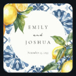 Lemon Citrus Positano Italian Wedding Square Sticker<br><div class="desc">Lemon Citrus Positano Italian Wedding Square Sticker</div>
