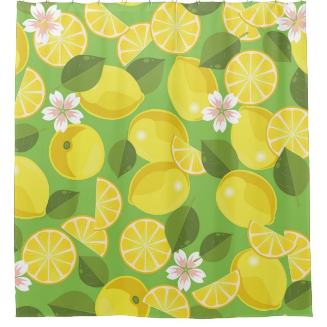 Lemon citrus seamless pattern background shower curtain (Front)