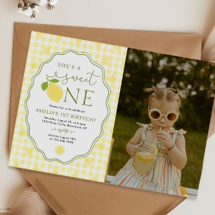 Lemon Citrus She's A Sweet One 1st Birthday Photo Invitation