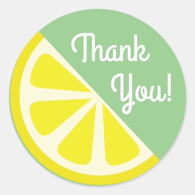 Lemon Citrus Slice Fruit 1st Birthday Thank You Classic Round Sticker (Front)