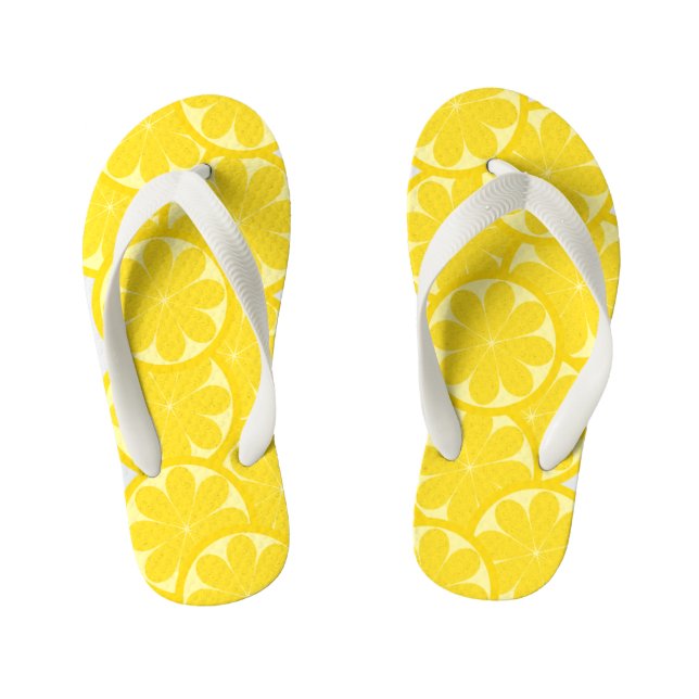 Lemon Citrus Slice Kid's Flip Flops (Footbed)