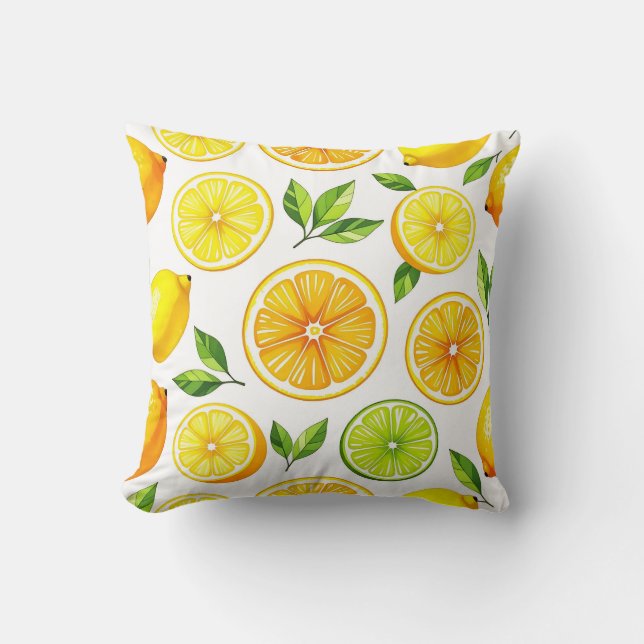 Lemon Citrus Slice Pattern Cushion (Front)