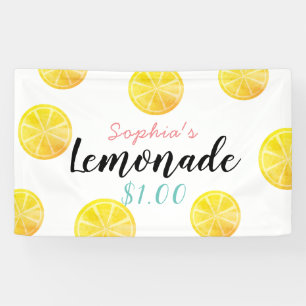 Lemon Citrus Slice Pattern Lemonade Stand Kids Banner