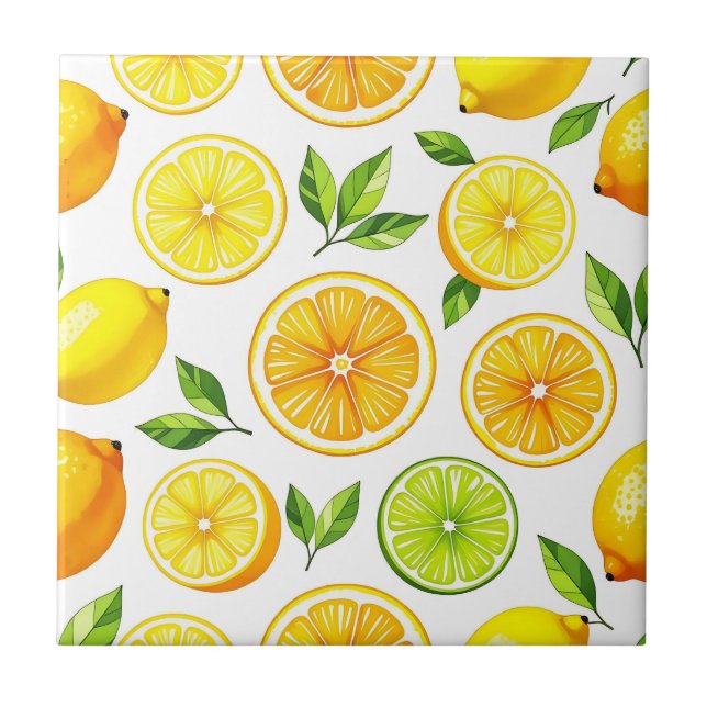 Lemon Citrus Slice Pattern Tile (Front)