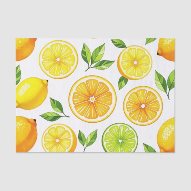 Lemon Citrus Slice Pattern Tissue Paper (Front)