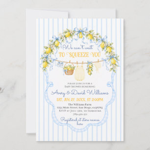 Lemon Citrus Squeeze Baby Shower Boy Clothes Bow Invitation