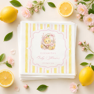 Lemon Citrus Stripes Girl Baby Shower Napkin