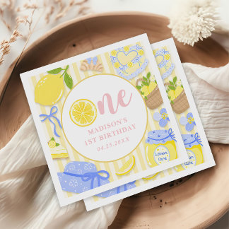 Lemon Citrus Summer Lemonade 1st Birthday Party  Napkin