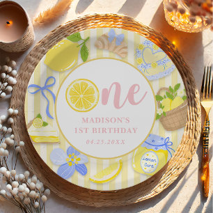Lemon Citrus Summer Lemonade 1st Birthday Party Paper Plate