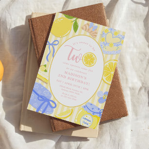 Lemon Citrus Summer Lemonade 2nd Birthday Invitation