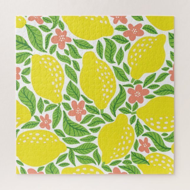 Lemon Citrus Summer Vintage Pattern Jigsaw Puzzle (Vertical)