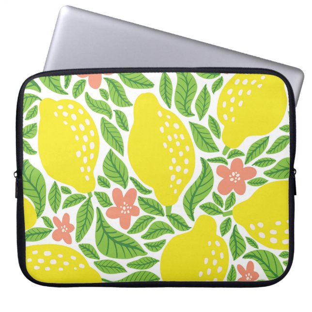 Lemon Citrus Summer Vintage Pattern Laptop Sleeve (Front)