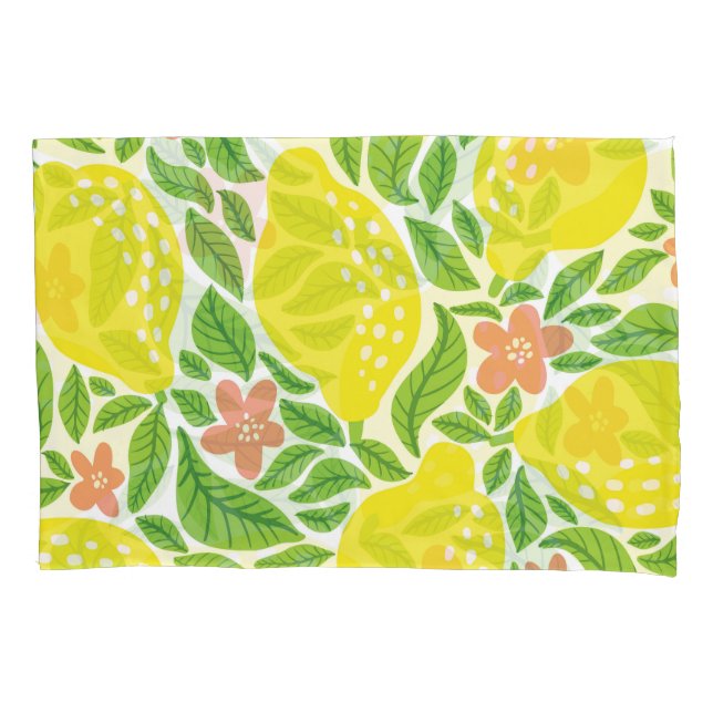 Lemon Citrus Summer Vintage Pattern Pillowcase (Front)